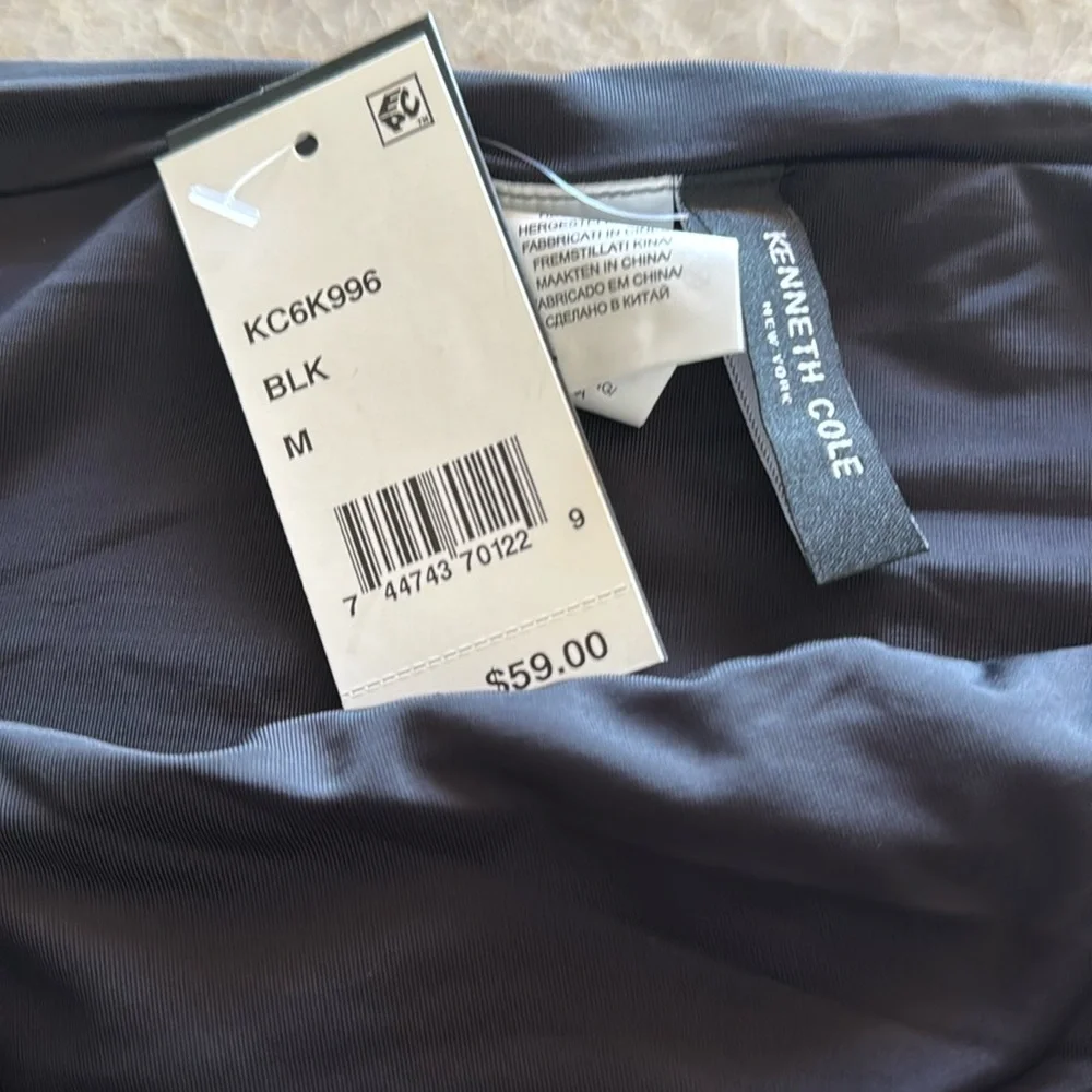 NWT $59 Kenneth Cole Women Black Solids‎ Classic Shirred Hipster
